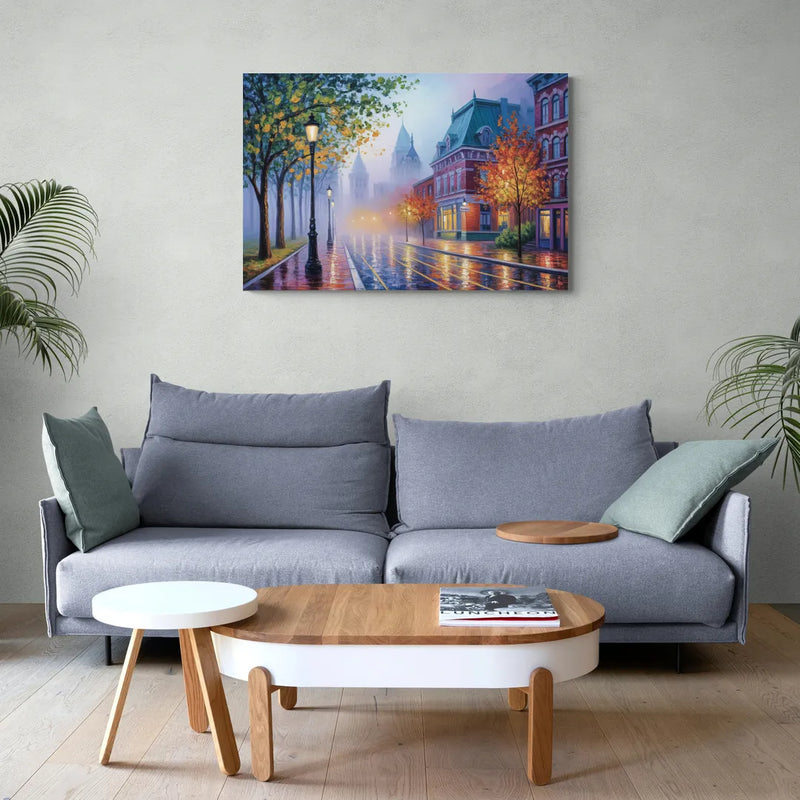 Quebec City Foggy Morning - Canvas Wall Art Living Room