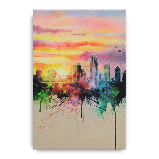 Charlotte Skyline at Sunset - Canvas Wall Art