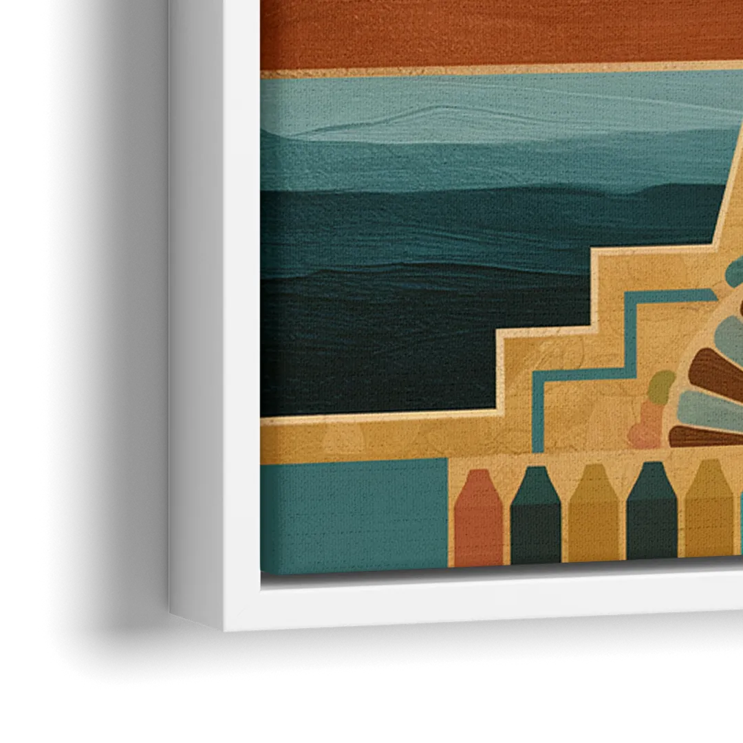 Santa Fe Sunburst Design - Close-Up White Frame Canvas