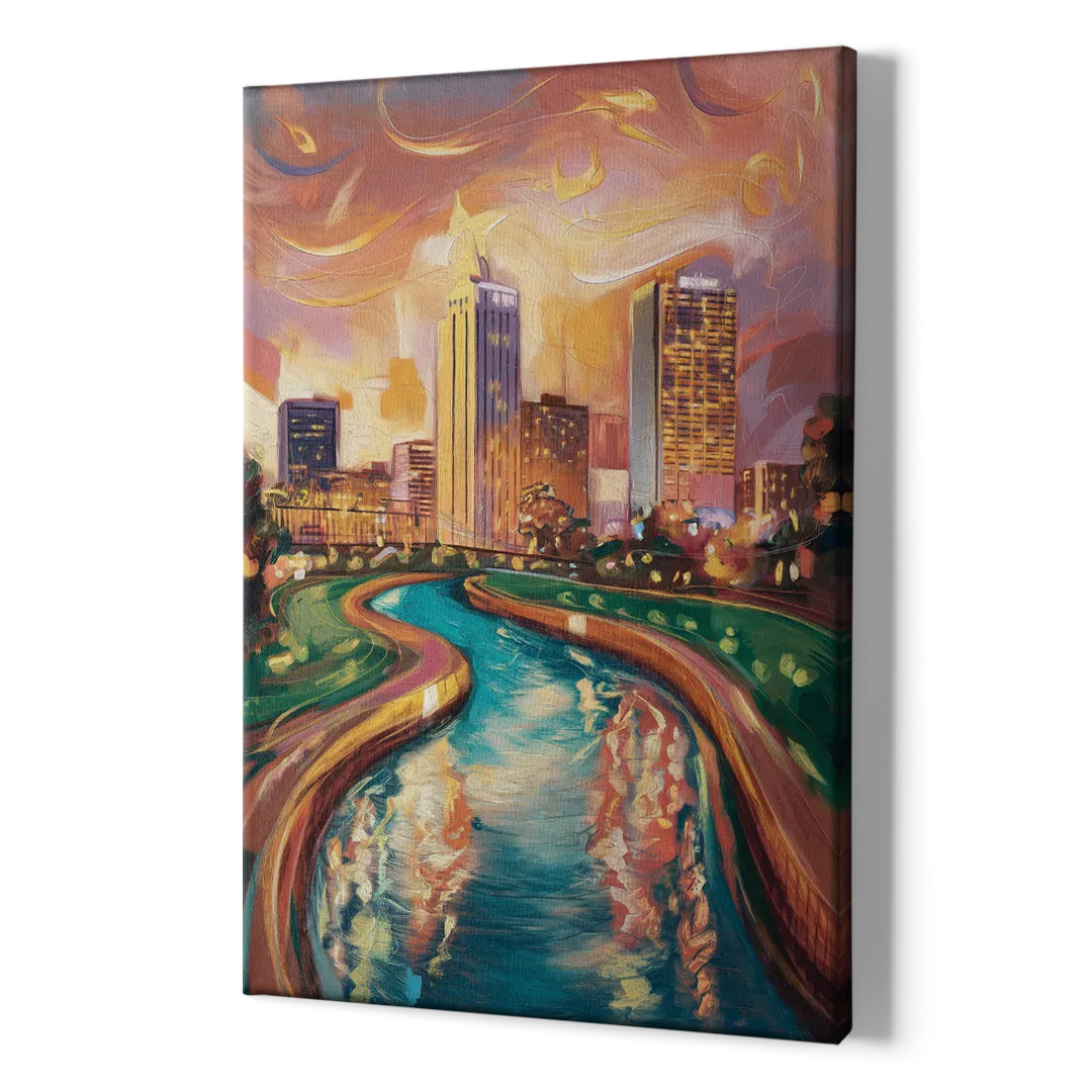 Oklahoma City Bricktown Canal - Canvas Print Art Sides