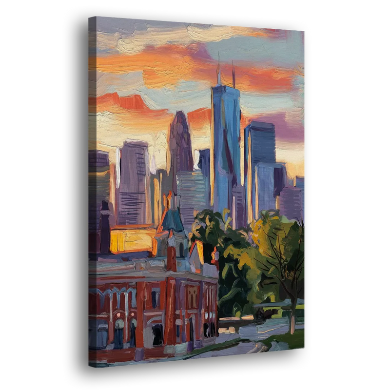Kansas City Skyline at Sunset - Canvas Print Art Sides