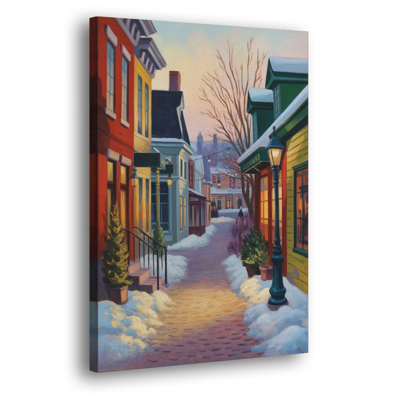 Petit Champlain Winter Quebec - Canvas Print Art Sides