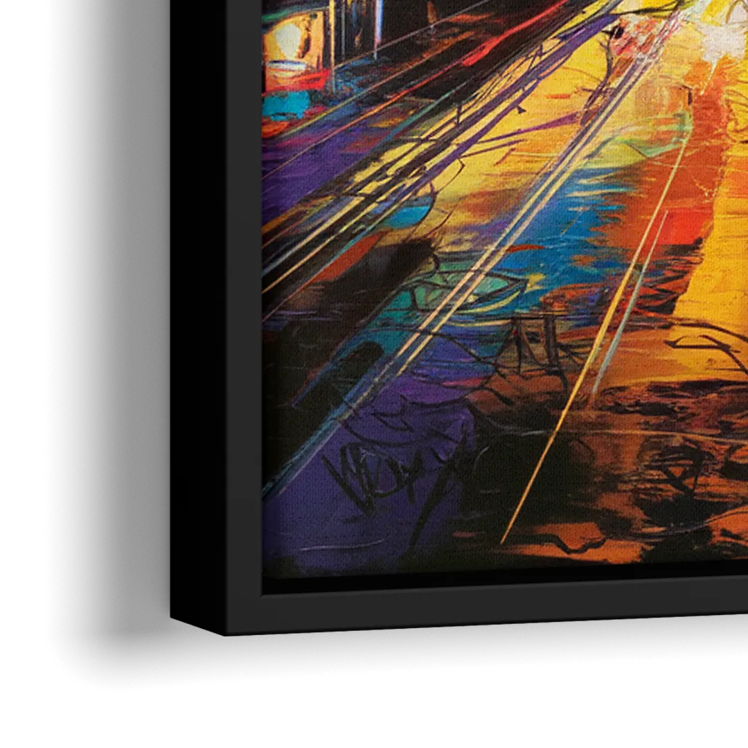 Los Angeles Vibrant Street Art - Close-Up Black Frame Canvas