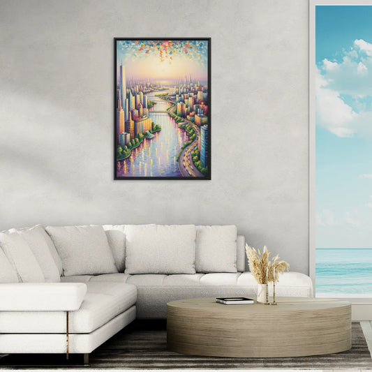 Skylon Tower View - Living Room Black Frame Canvas