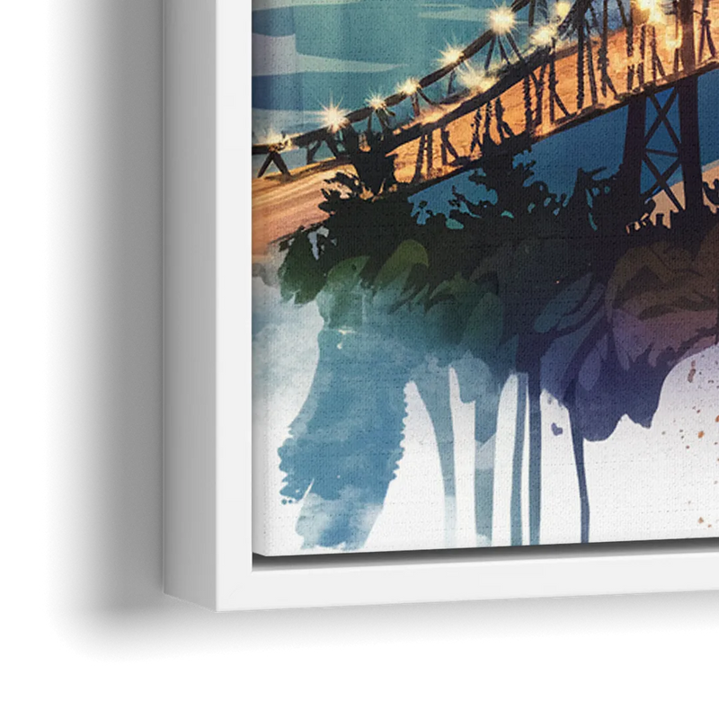 Tacoma Skyline View - Close-Up White Frame Canvas