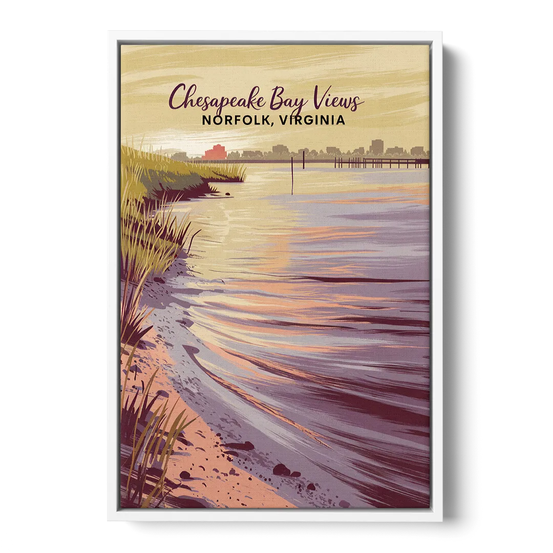 Norfolk Chesapeake Bay Views - White Frame Canvas