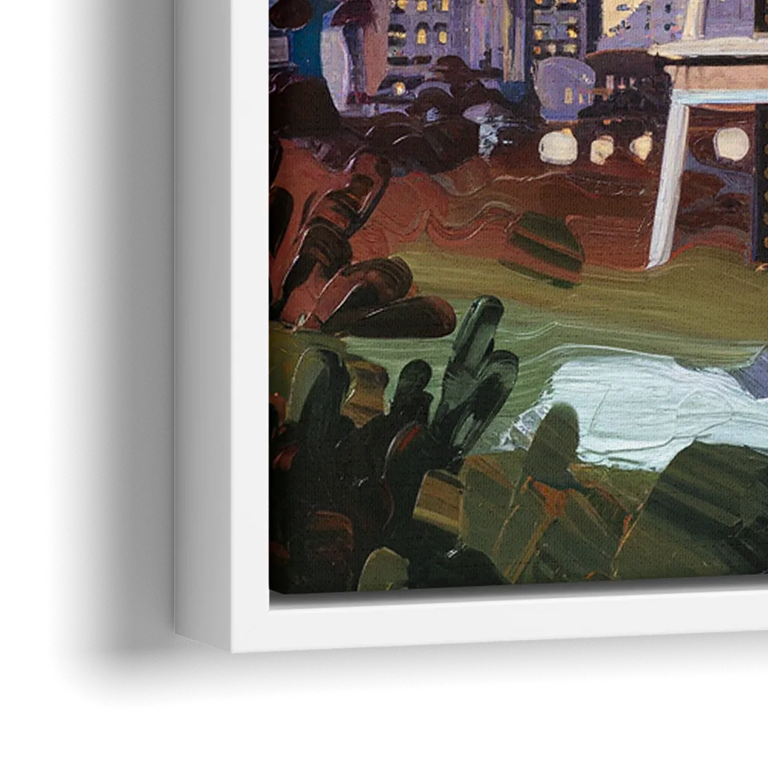 Seattle Skyline from Kerry Park - Close-Up White Frame Canvas