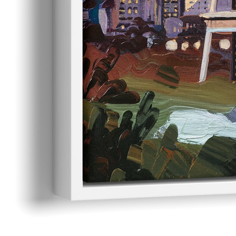 Seattle Skyline from Kerry Park - Close-Up White Frame Canvas