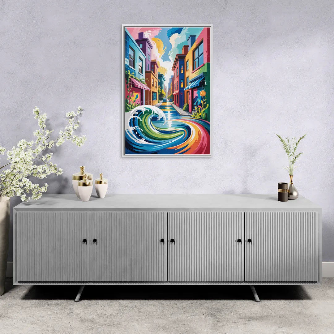 Graffiti Alley Urban - Living Room White Frame Canvas