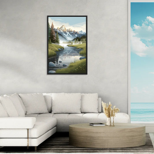 Jackson Hole Alpine Serenity - Living Room Black Frame Canvas