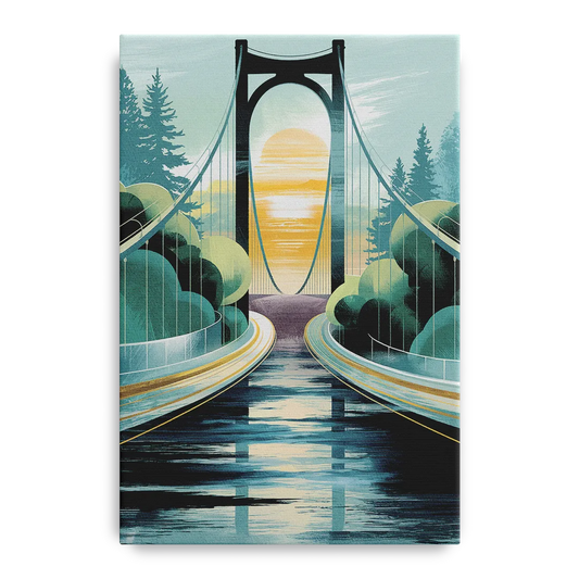 Tacoma Narrows Bridge Scene - Canvas Wall Art