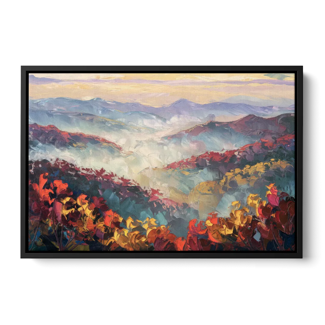 Knoxville Smoky Mountains Scene - Black Frame Canvas
