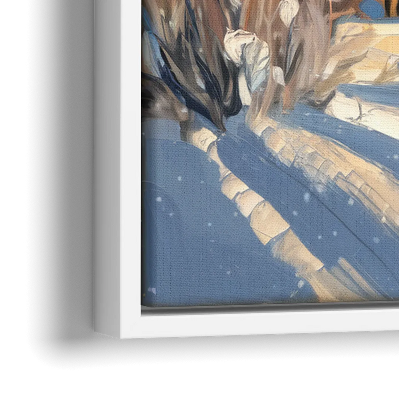 Jackson Hole Winter Wonderland - Close-Up White Frame Canvas