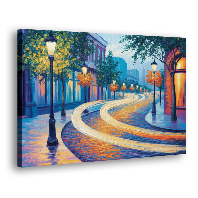 Crescent Street Lights - Canvas Print Art Sides