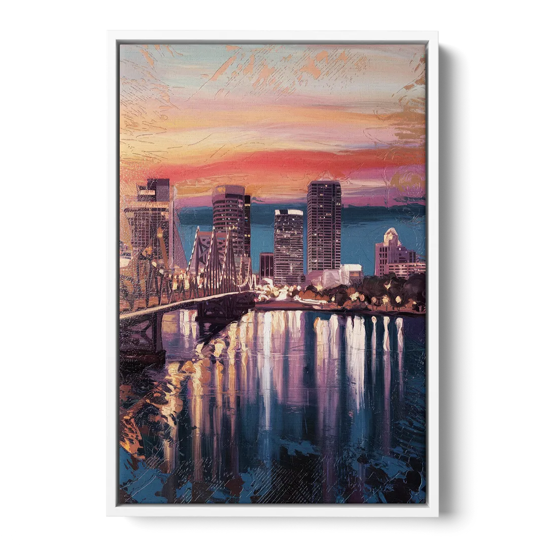 Jacksonville Urban Charm - White Frame Canvas