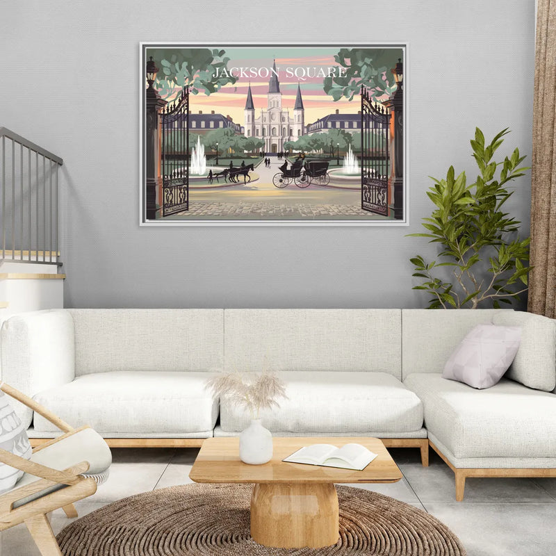 New Orleans Jackson Square - Living Room White Frame Canvas
