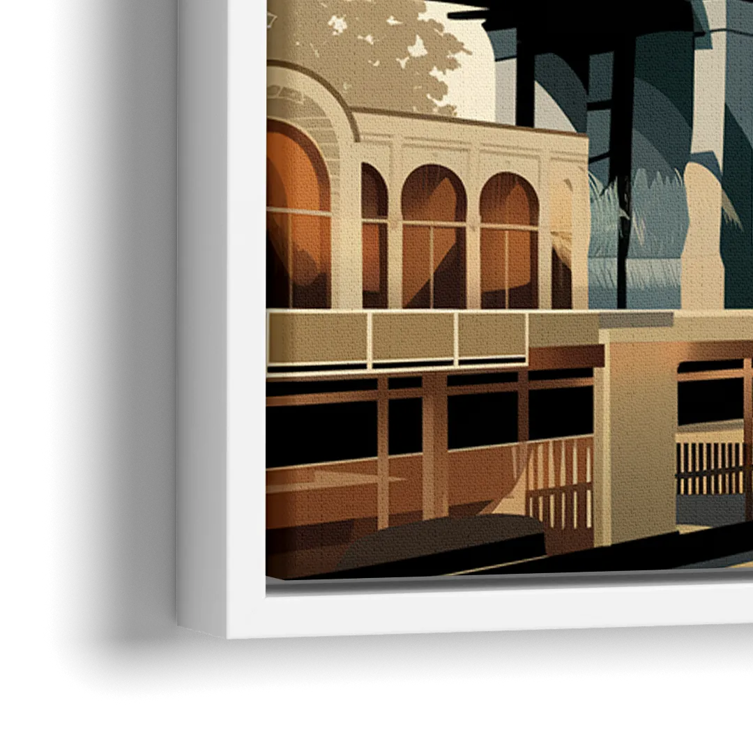 New York Brooklyn Bridge And Statue Of Liberty - Close-Up White Frame Canvas