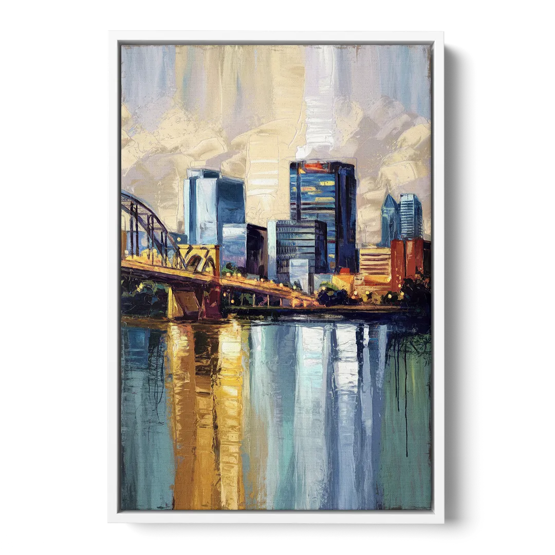 Memphis Downtown Charm - White Frame Canvas