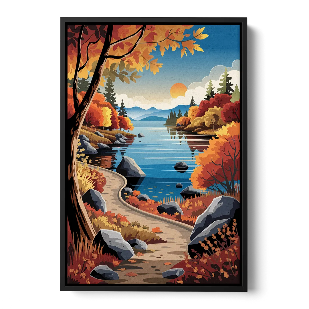 Lake Tahoe Autumn Colors - Black Frame Canvas