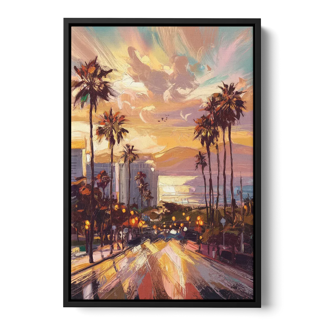 Los Angeles Golden Hour - Black Frame Canvas