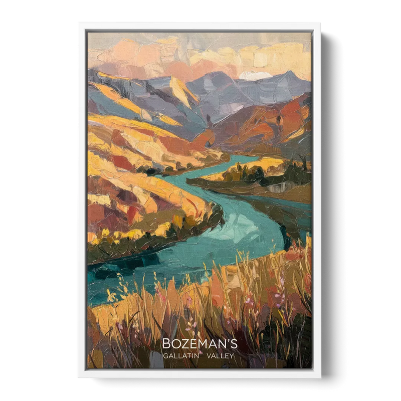 Bozeman Gallatin Valley - White Frame Canvas