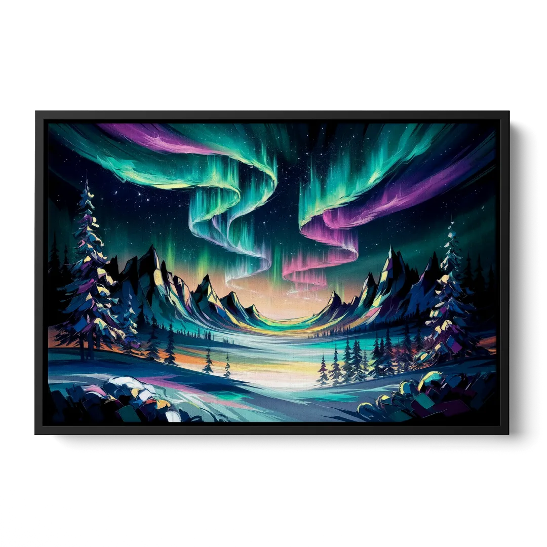 Aurora Vibrant Skies - Black Frame Canvas