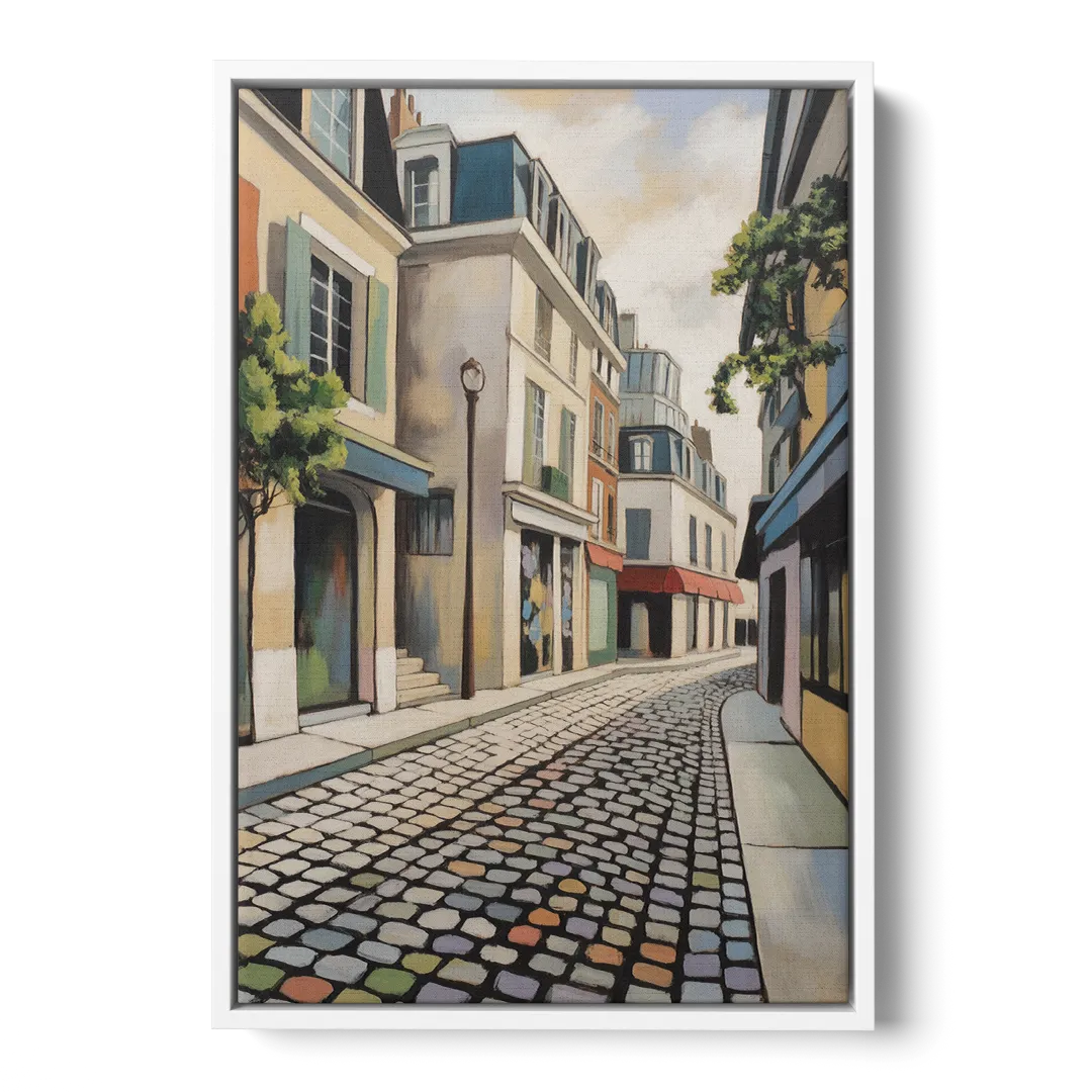 Place Royale Cobblestones - White Frame Canvas