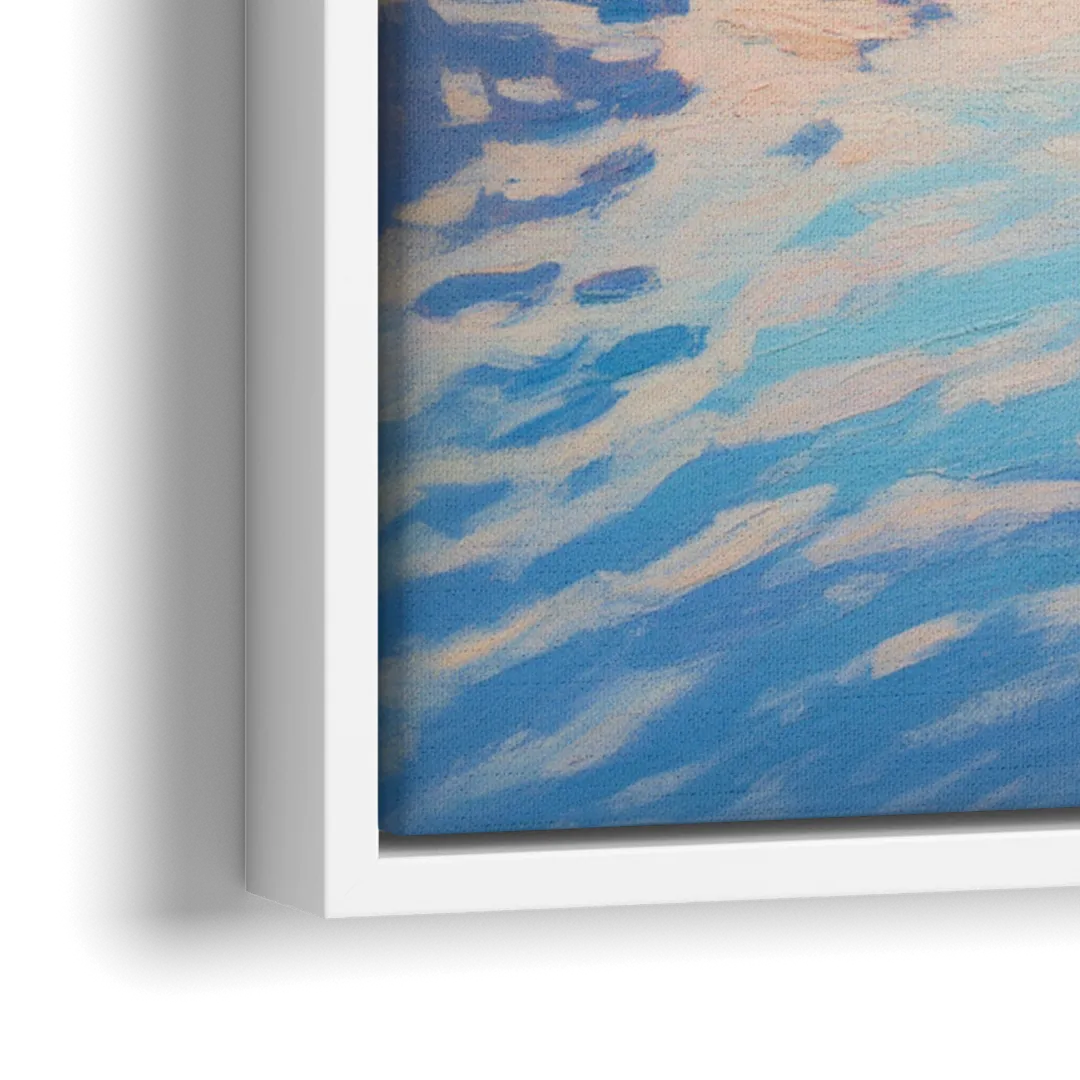 Maligne Lake Morning - Close-Up White Frame Canvas