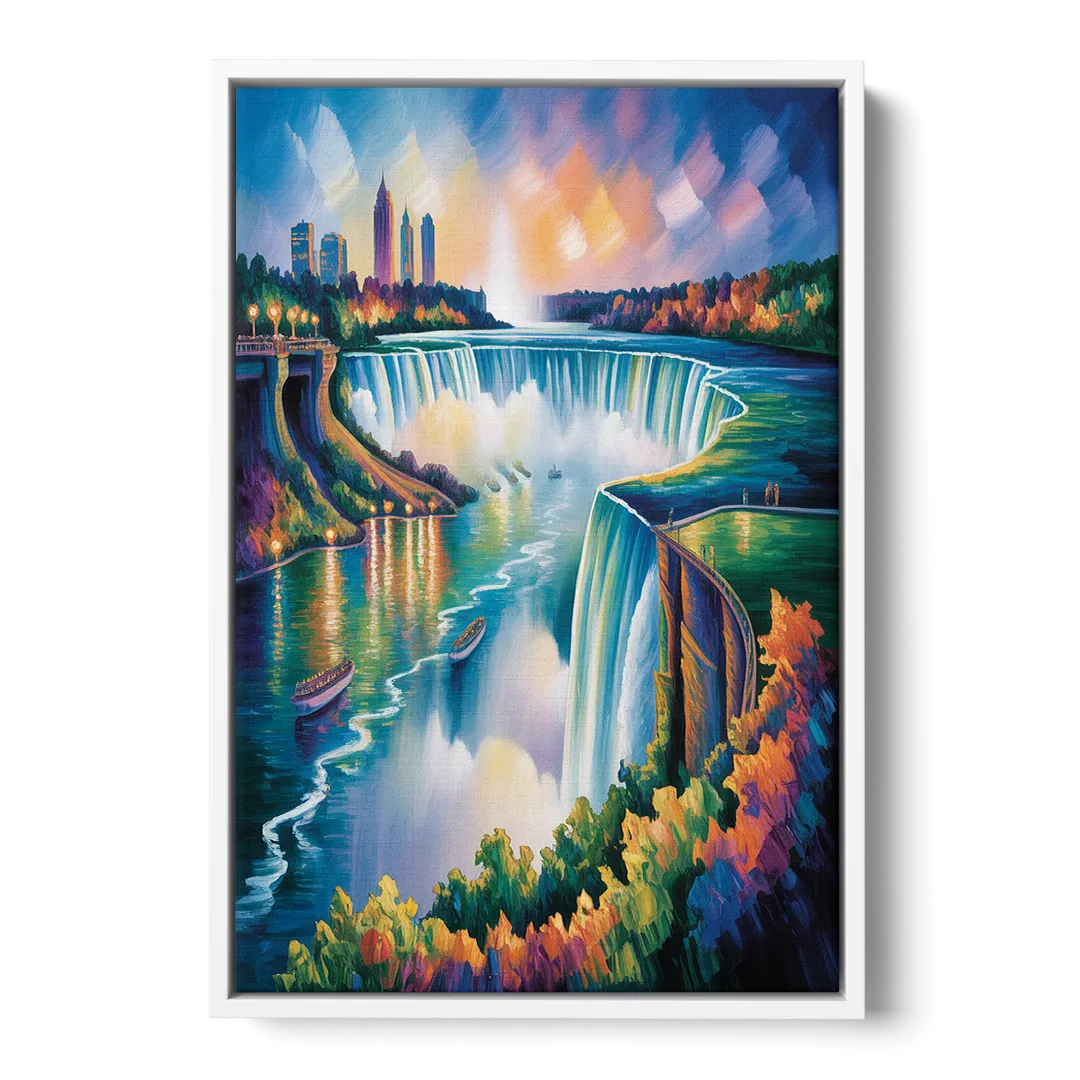 Niagara Falls Tunnel View - White Frame Canvas
