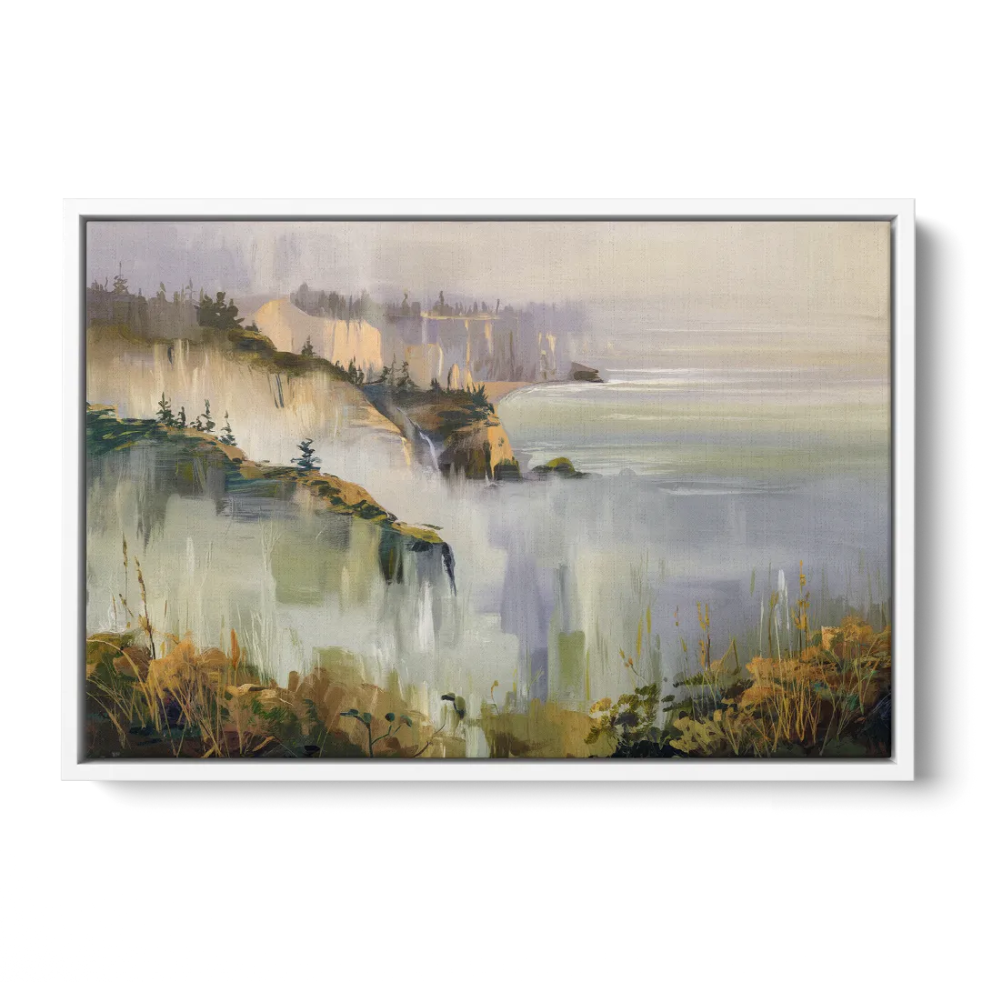 Big Sur Morning Fog - White Frame Canvas