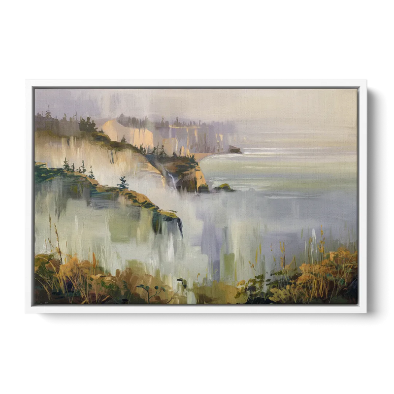 Big Sur Morning Fog - White Frame Canvas