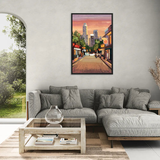 Austin South Congress Aesthetic - Living Room Black Frame Canvas