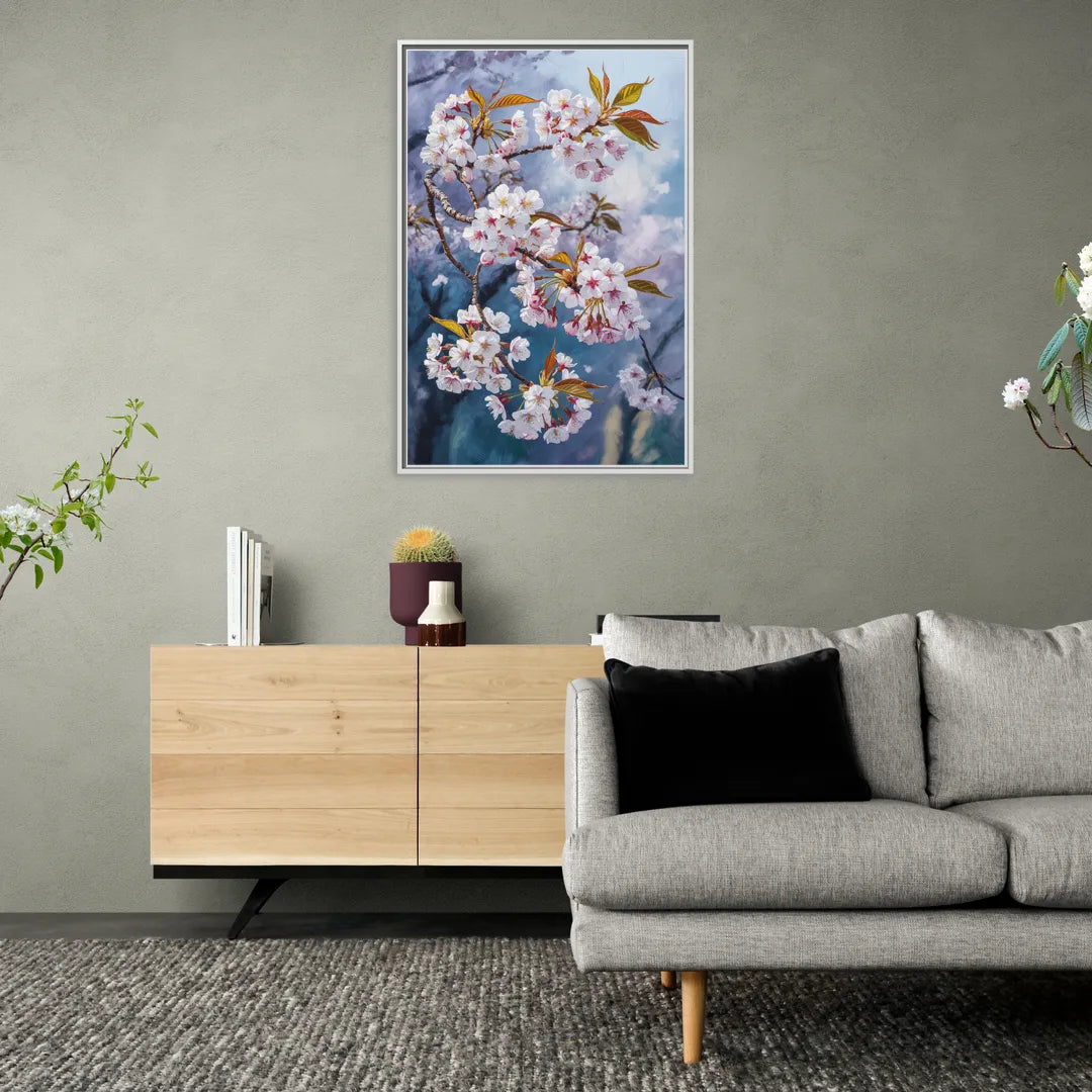 Queen Elizabeth Park Blossoms - Living Room White Frame Canvas