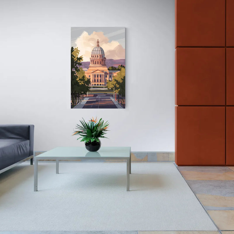 Boise Capitol Building View - Canvas Wall Art Living Room