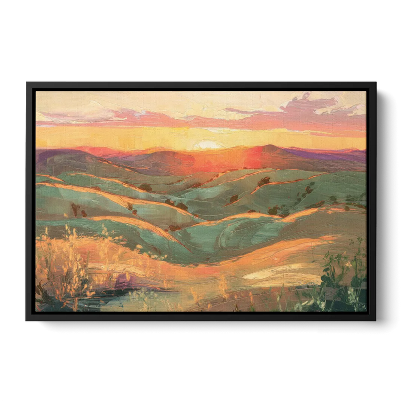 Bisbee Sunset Over Hills - Black Frame Canvas