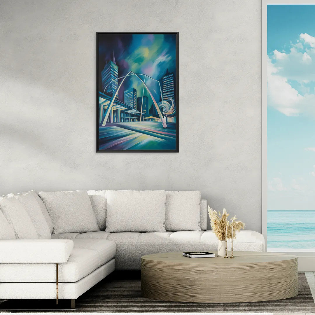 Nathan Phillips Square Night Lights - Living Room Black Frame Canvas