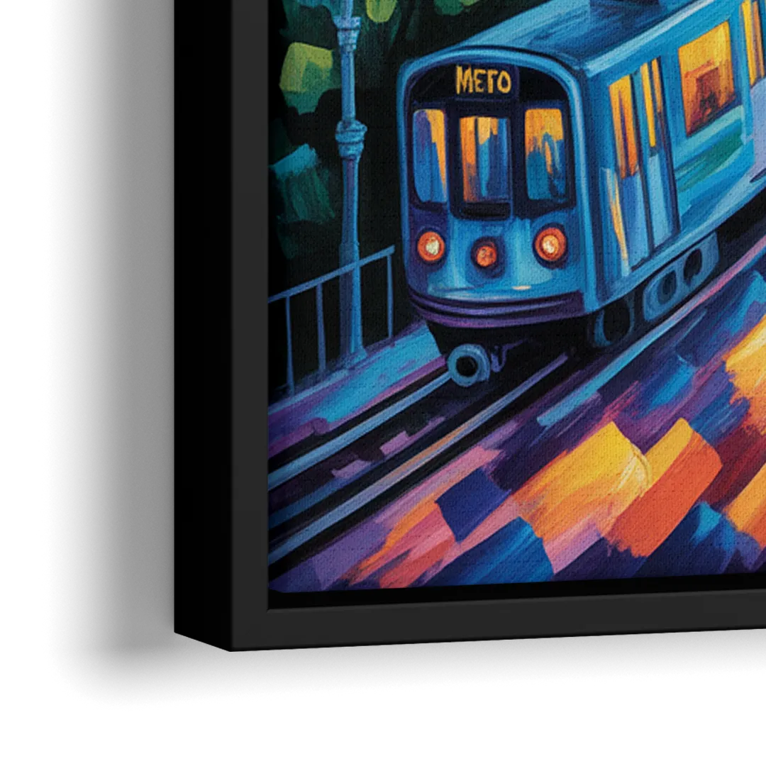 Montreal Metro Art - Close-Up Black Frame Canvas