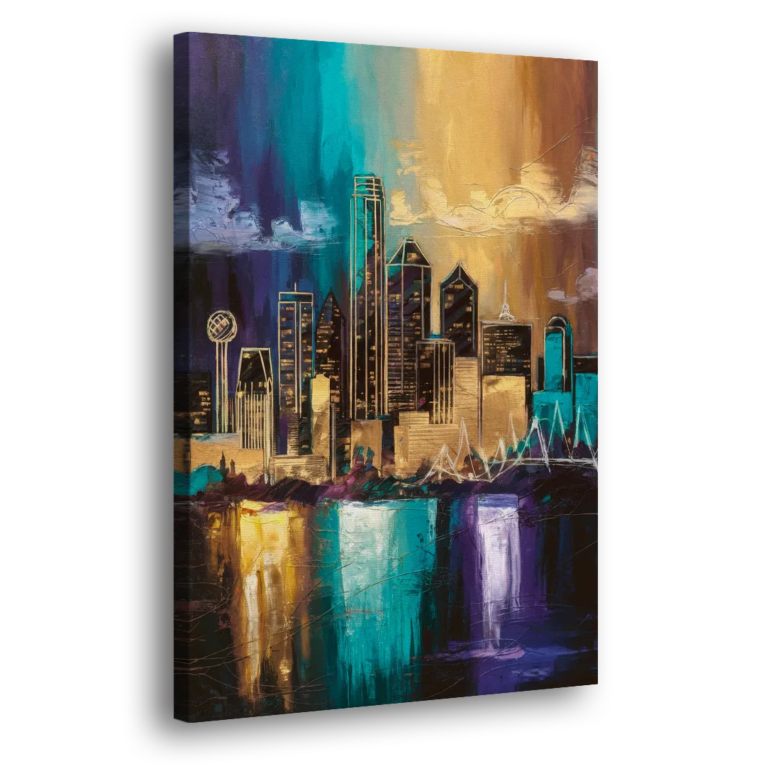 Dallas Iconic Skyline - Canvas Print Art Sides