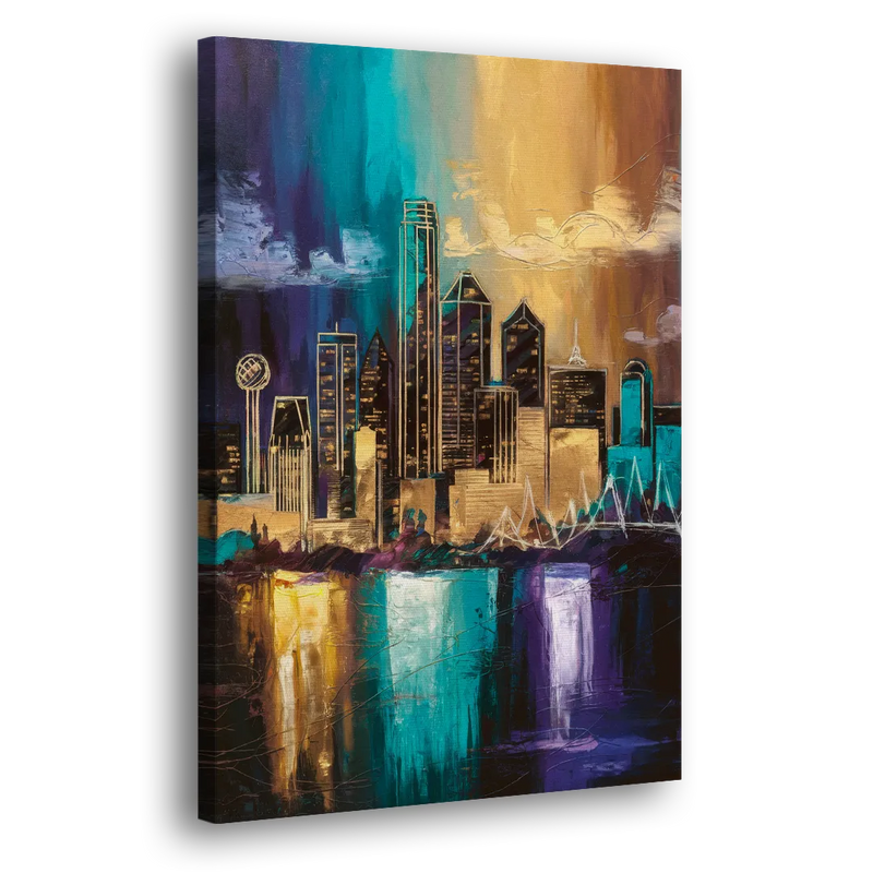 Dallas Iconic Skyline - Canvas Print Art Sides