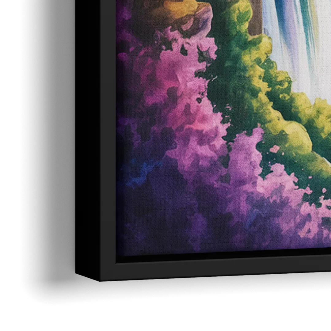 Niagara Falls Fireworks Show - Close-Up Black Frame Canvas