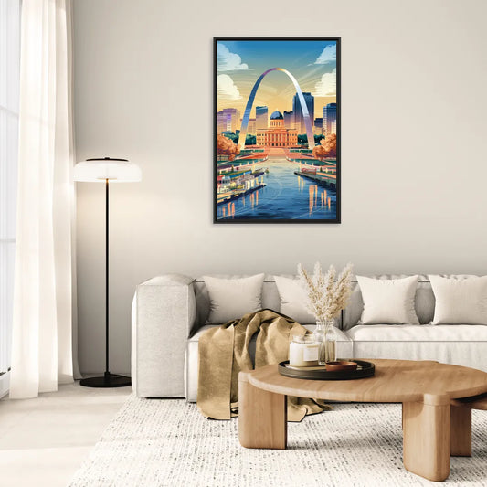 St. Louis Historic Landmarks - Living Room Black Frame Canvas