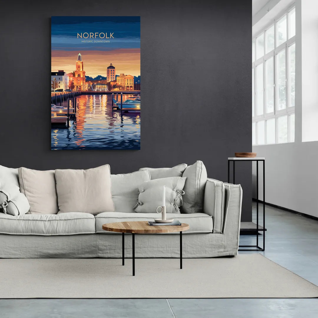 Norfolk Historic Downtown - Canvas Wall Art Living Room