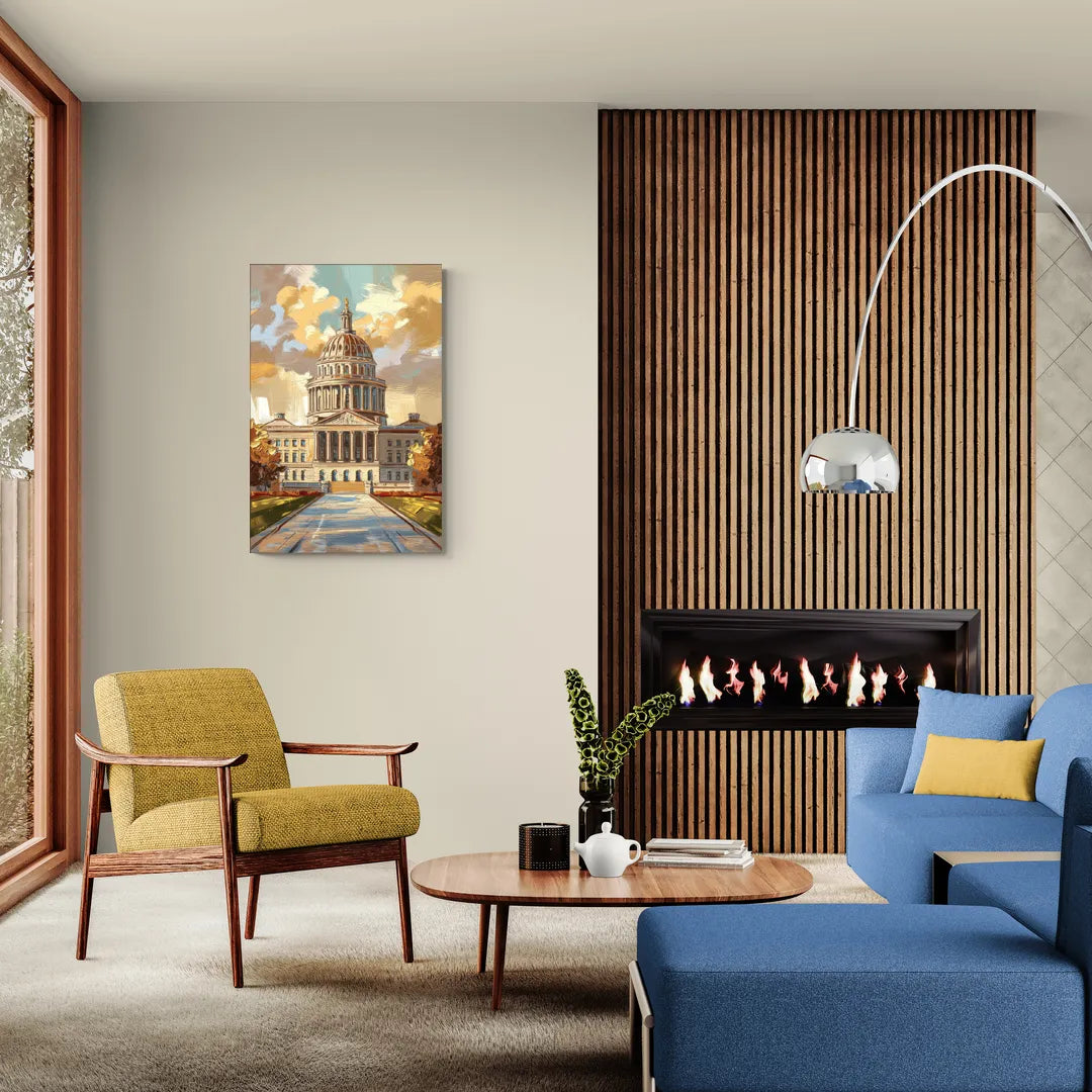 Springfield State Capitol - Canvas Wall Art Living Room