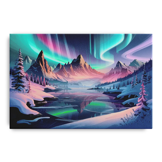 Aurora Snowy Peaks - Canvas Wall Art