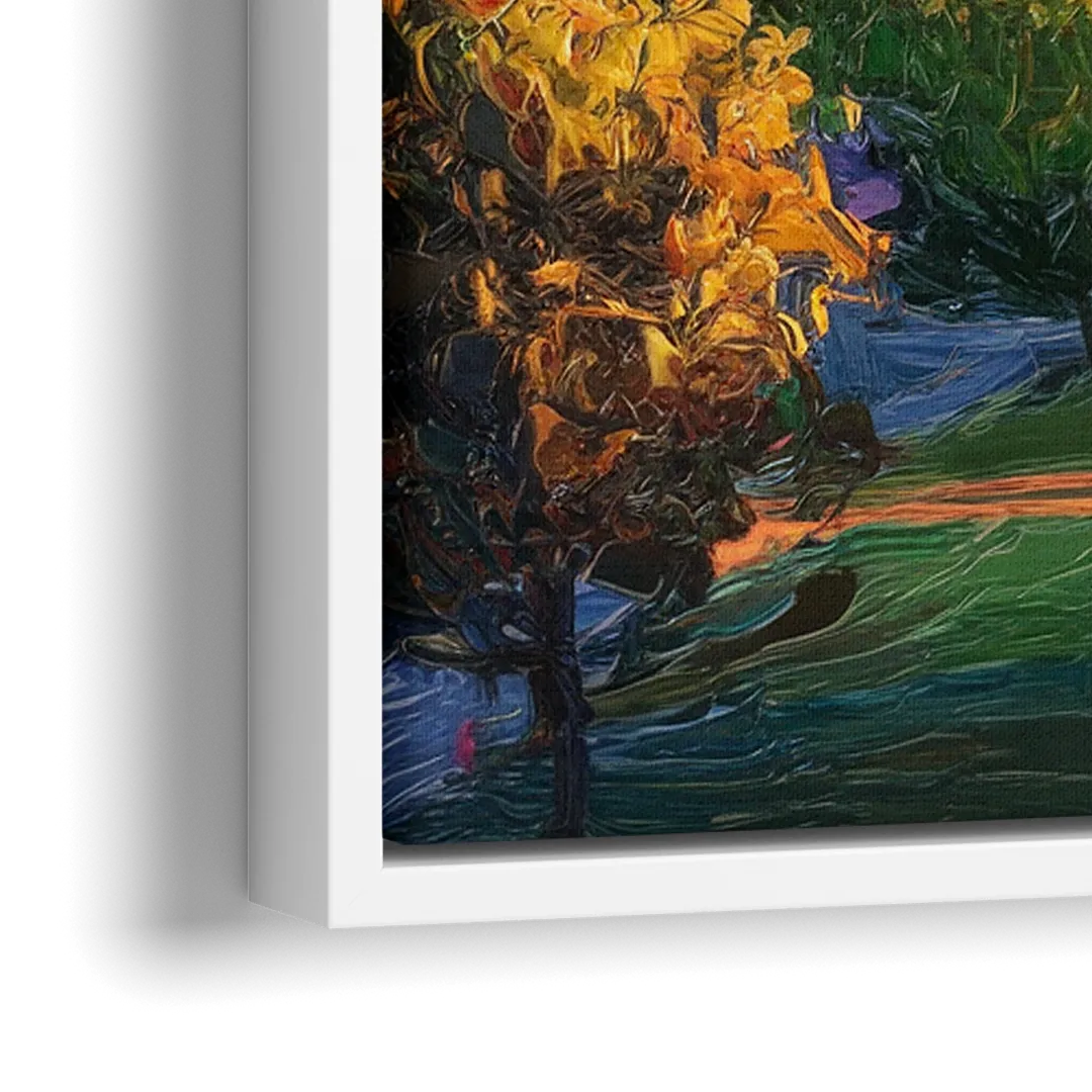 Eugene Skyline at Sunset - Close-Up White Frame Canvas