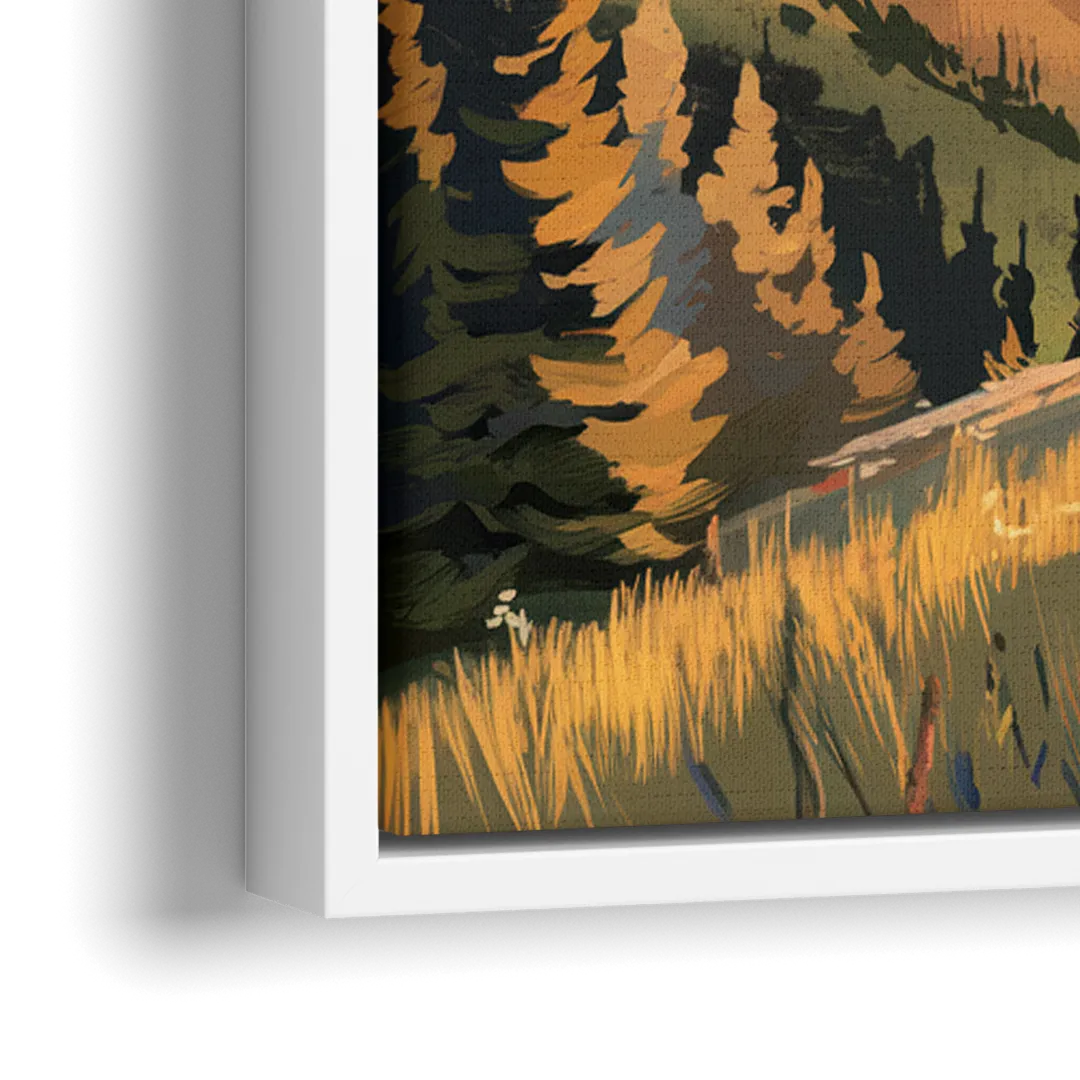 Telluride Mountain Sunset - Close-Up White Frame Canvas