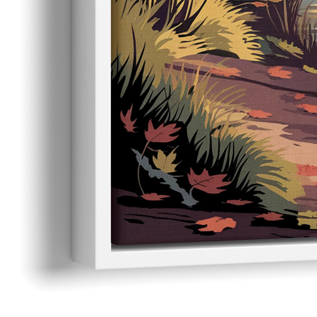 Ontario Autumn Colors - Close-Up White Frame Canvas