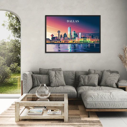 Dallas Scenic Skies - Living Room Black Frame Canvas