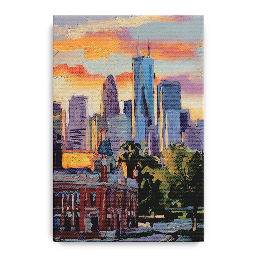Kansas City Skyline at Sunset - Canvas Wall Art