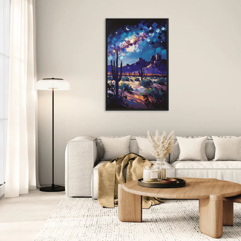 Chandler Desert Night Sky - Living Room Black Frame Canvas